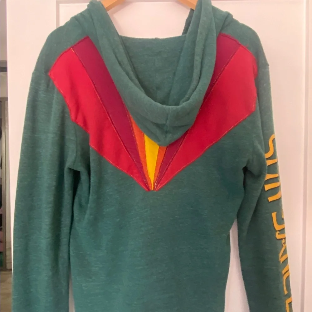 AVIATOR NATION Rare Sunburst style Sundancer Hoodie Teal Green Medium - Picture 8 of 9